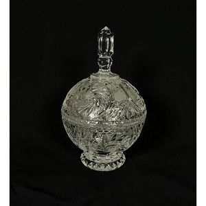 Vintage Polonia Round 24% PhO Lead Crystal Star Pinwheel Candy Dish Poland